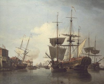 Kullskip på Themsen nær Deptford av Samuel Scott