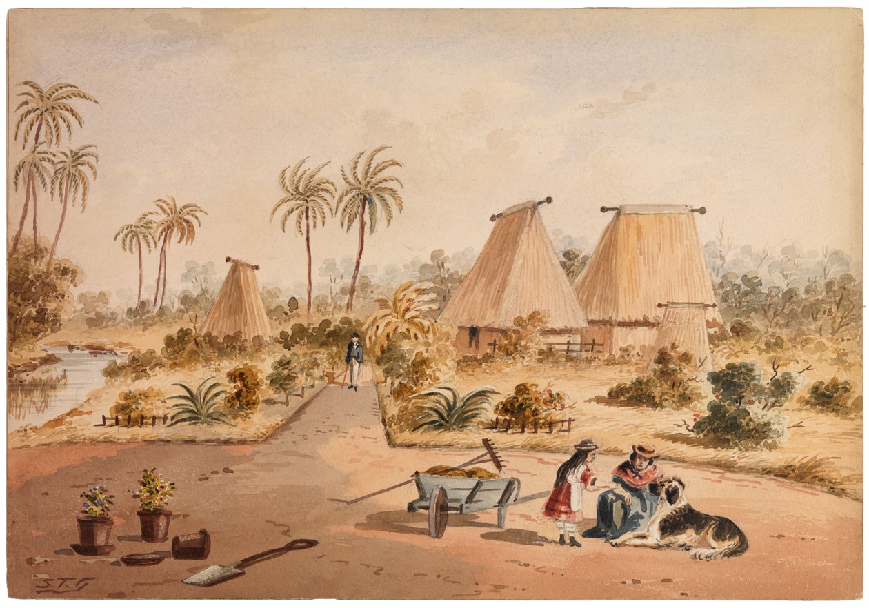 The Homestead, Savu Bay, Fiji, 1870 av Samuel Thomas Gill