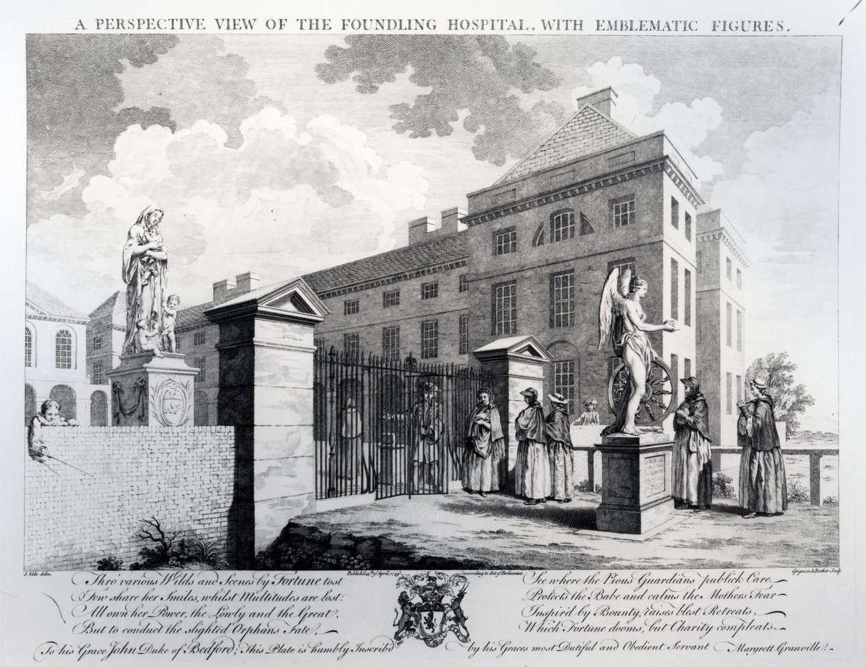 Et perspektivbilde av Foundling Hospital, gravert av Edward Rooker, 1749 av Samuel Wale