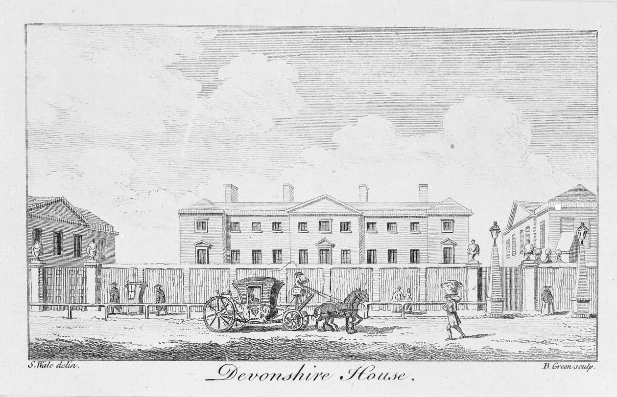 Devonshire House, gravert av Benjamin Green, 1761 av Samuel Wale