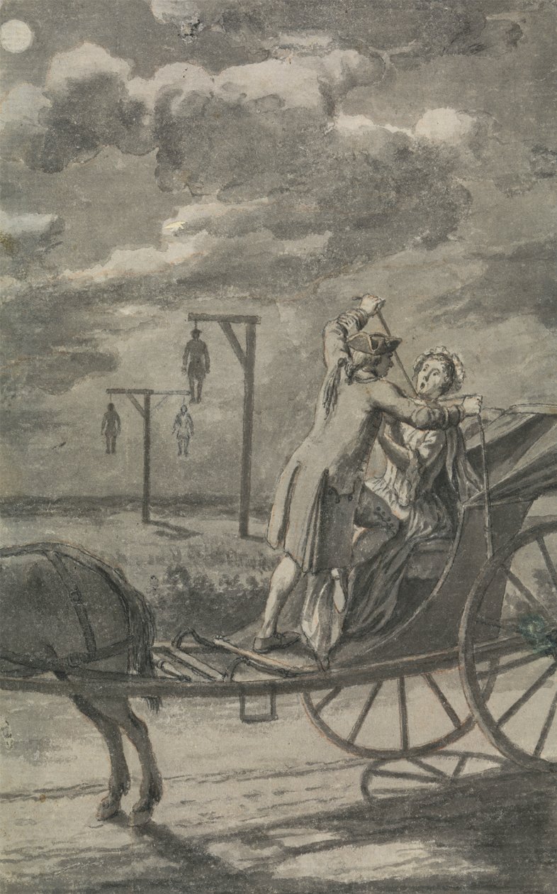 Murder in the Carriage (sannsynligvis et design for The Tyburn Chronicle) av Samuel Wale