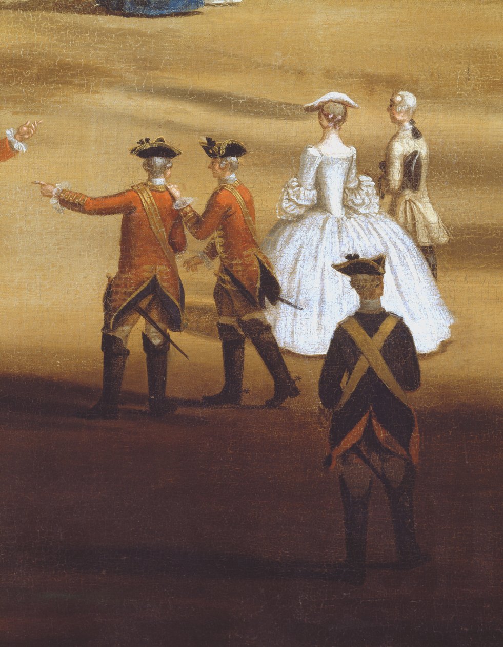 Soldater og et par i Horseguards Parade, ca. 1758 olje på lerret detalj av 237617 av Samuel Wale