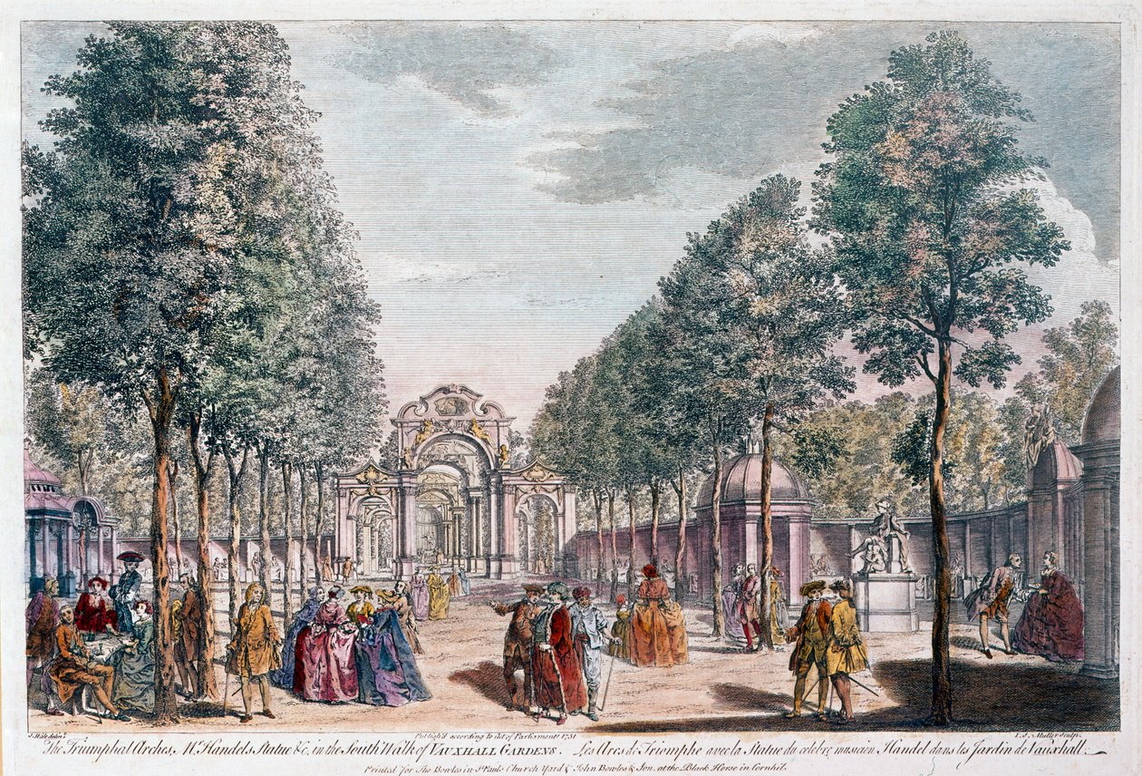 Vauxhall Gardens, gravert av John Miller a.k.a. Johann Sebastian Müller av Samuel Wale