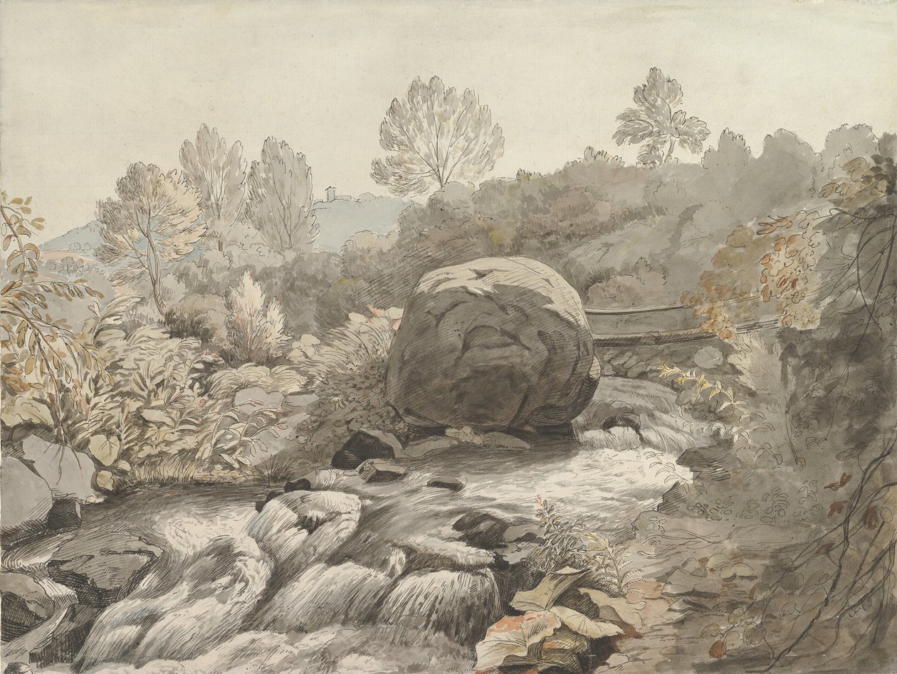 En steinete strøm, Italia, ca. 1786-91. av Samuel Woodforde