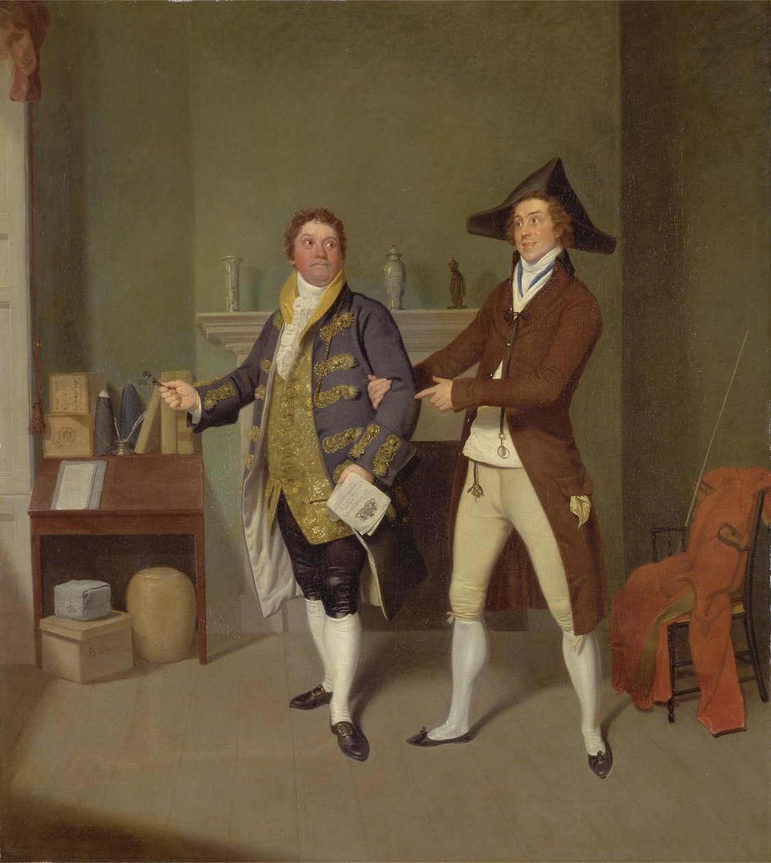 John Quick og John Fawcett i Thomas Moretons The Way to Get Married, 1796 av Samuel de Wilde