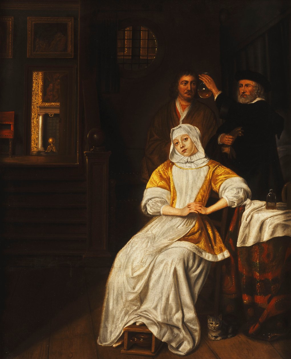 En lege som besøker en ung dame på et soverom, av Samuel van Hoogstraten