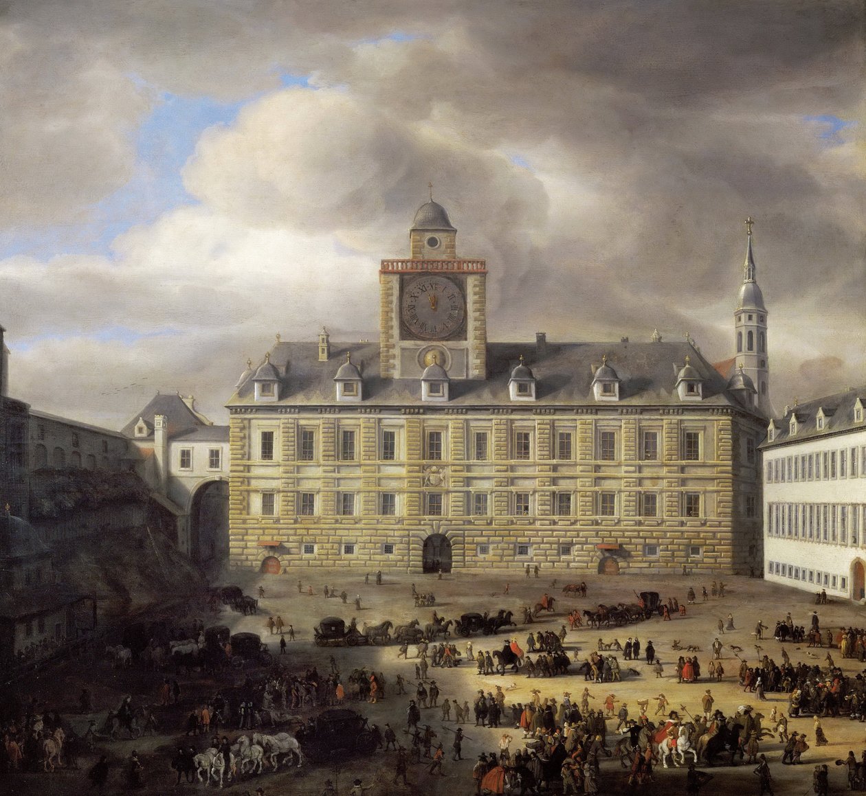 Hovedtorg inne i det keiserlige slottet i Wien - Samuel Dirksz van Hoogstraten (1627-1678). olje på tre av Samuel van Hoogstraten