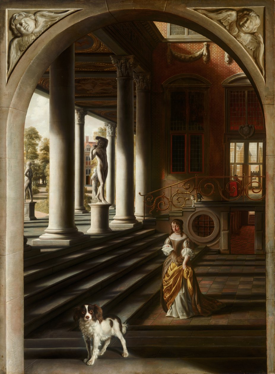 Perspektivvisning med en kvinne som leser et brev, ca. 1670 av Samuel van Hoogstraten