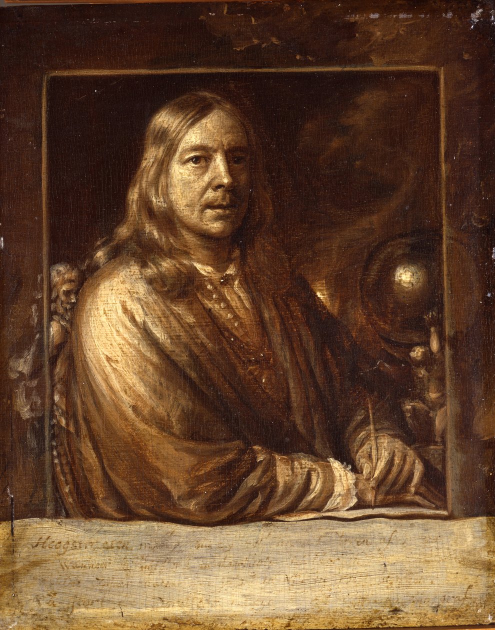 Selvportrett - Peinture de Samuel Dirksz, van Hoogstraten (1627-1678) - 1677 - Olje på tre - 20x16,4 - Dordrechts Museum av Samuel van Hoogstraten