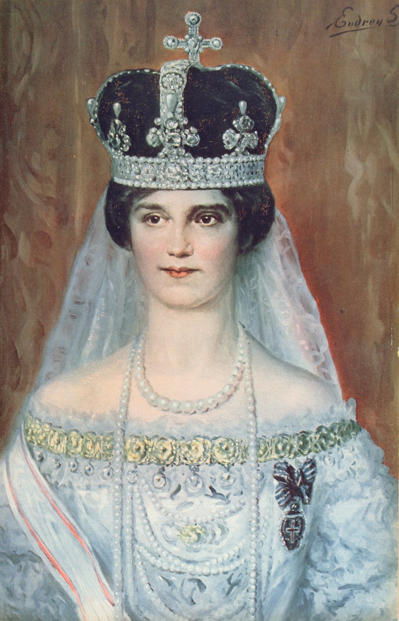 Kroningsportrett av Zita de Bourbon-Parme som dronning av Ungarn, 1917 av Sandor Endrey