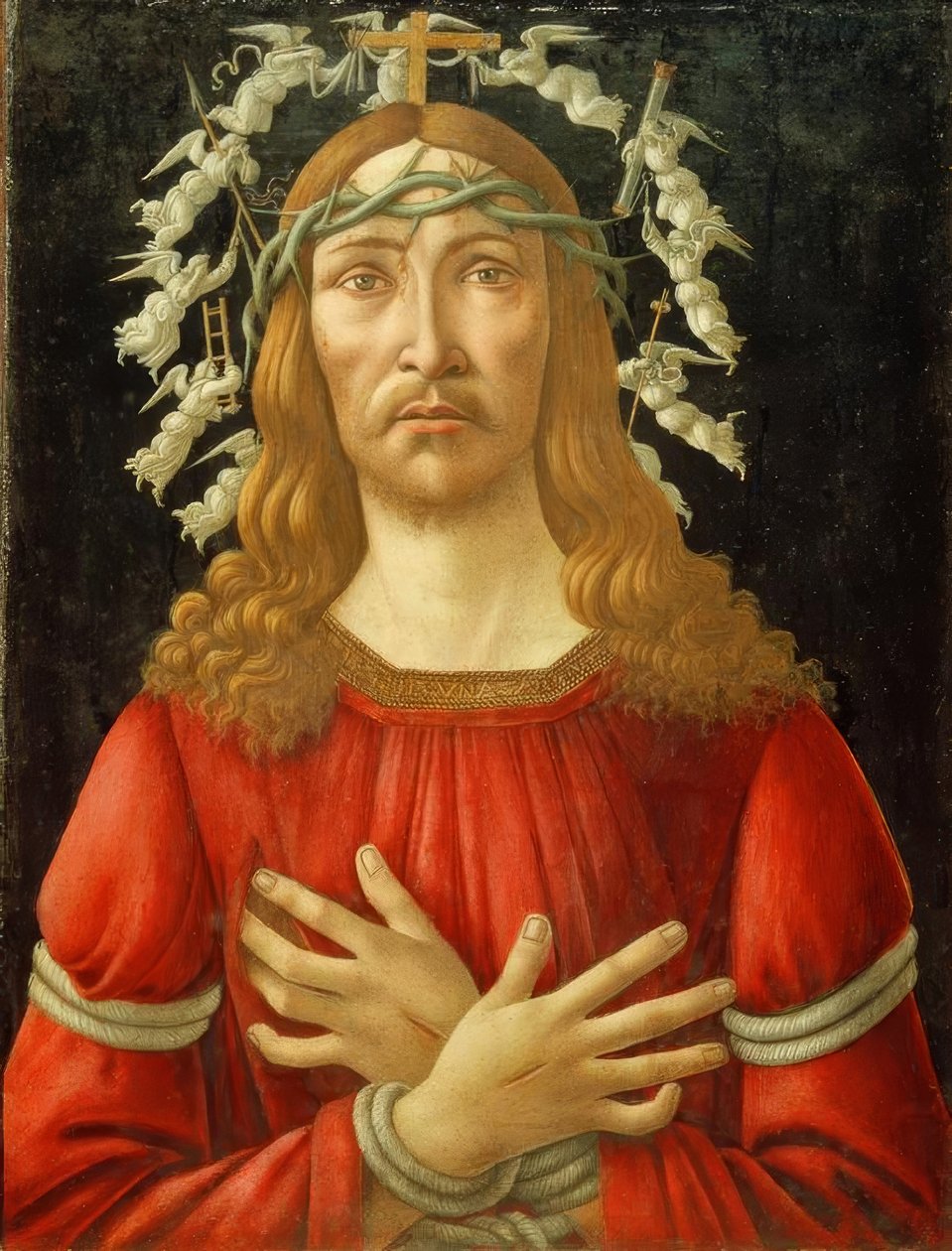 Kristus som sorgens mann med en engleaktig nimbus av Sandro Botticelli