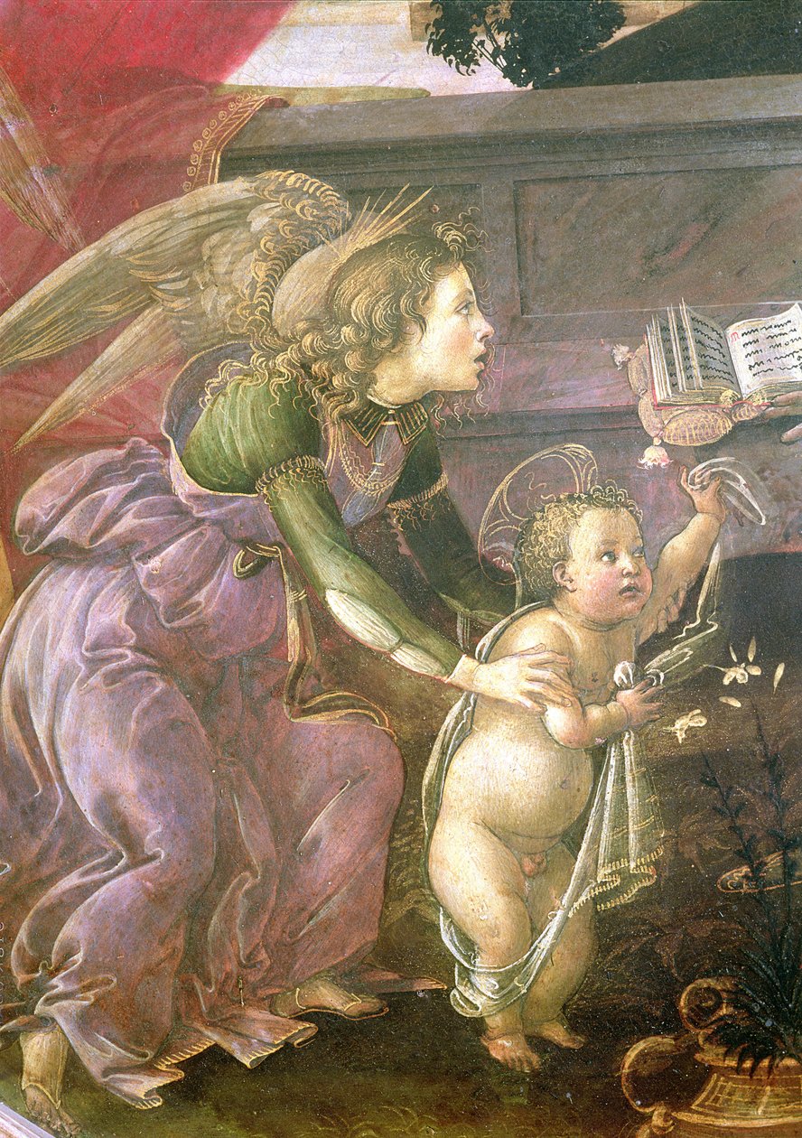 Detalj fra Madonna del Padiglione av Sandro Botticelli
