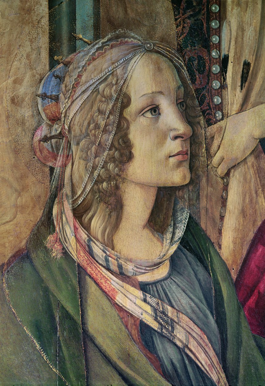 Detalj av St. Catherine fra altertavlen i San Barnaba, c.1488 tempera på panel av Sandro Botticelli