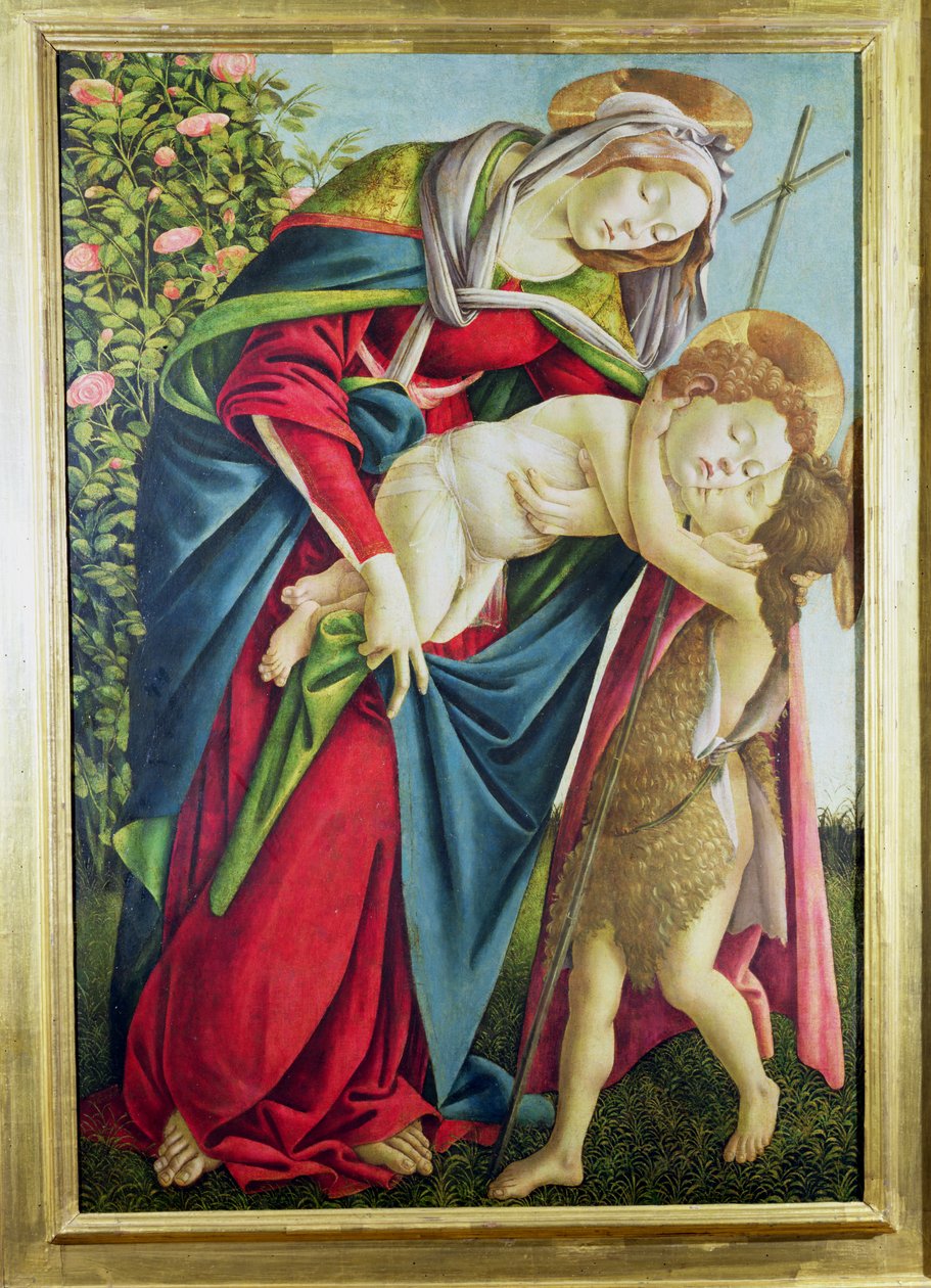 Madonna og barn med døperen Johannes av Sandro Botticelli