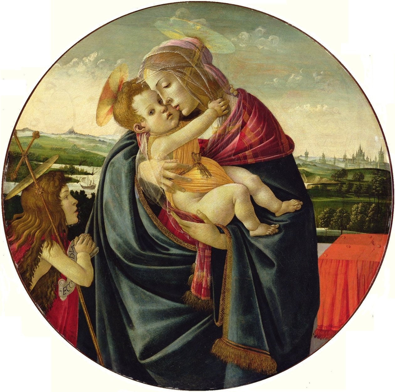 Madonna og barn med døperen Johannes av Sandro Botticelli