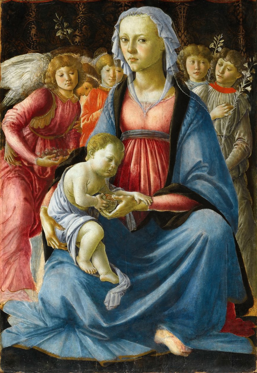 Madonna med barn og fem engler av Sandro Botticelli