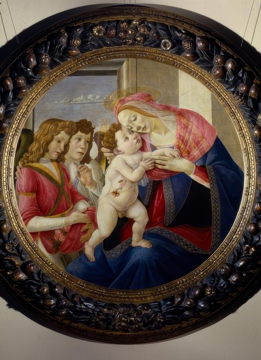 Maria med barn og engler av Sandro Botticelli