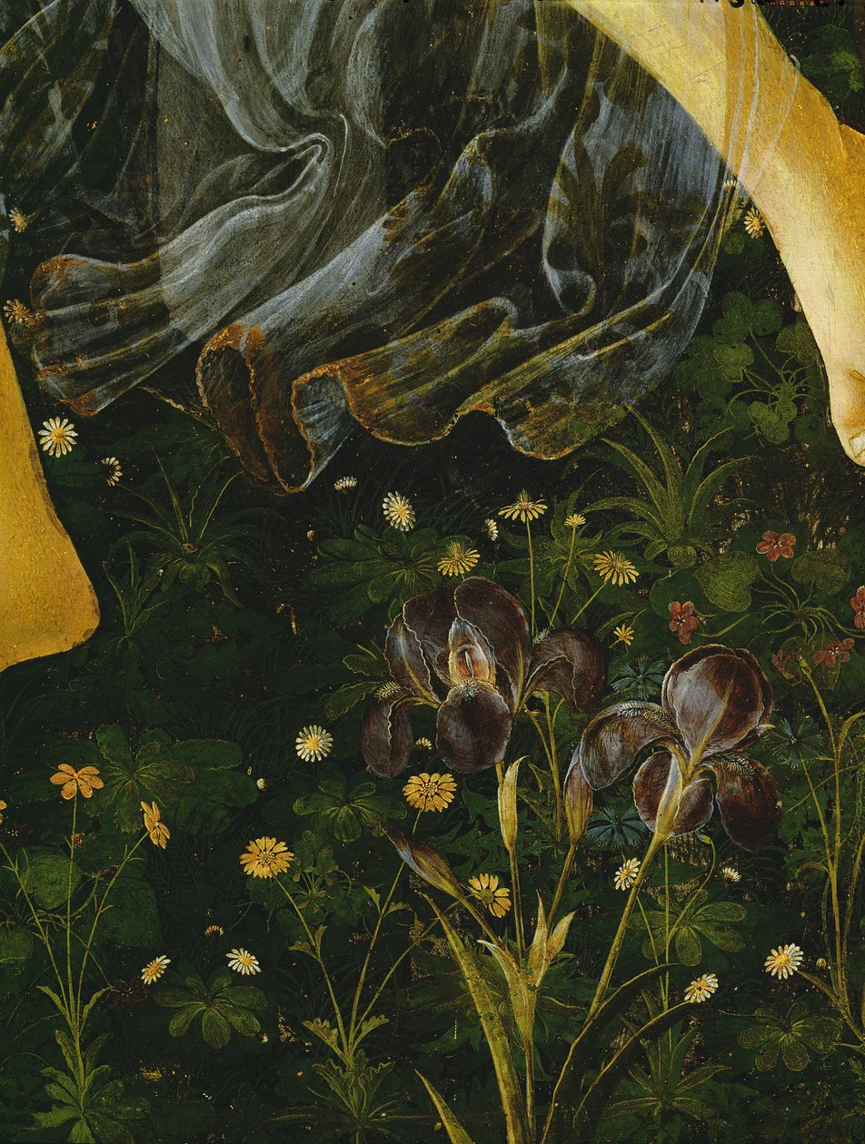 Primavera, detalj av blomster, ca. 1478, tempera på paneldetalj av 558 av Sandro Botticelli