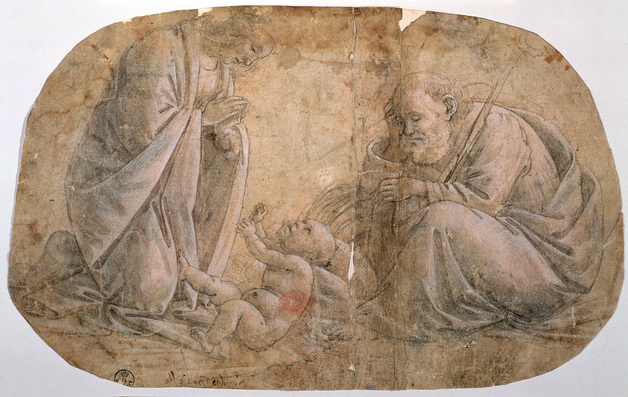 Studie for tilbedelse av barnet (tegning) av Sandro Botticelli