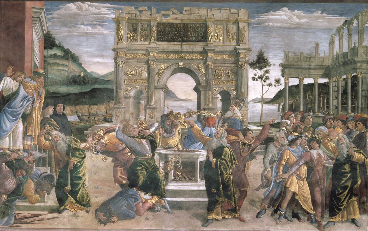Straffen til Korah, Dathan og Abiram, 1481 av Sandro Botticelli