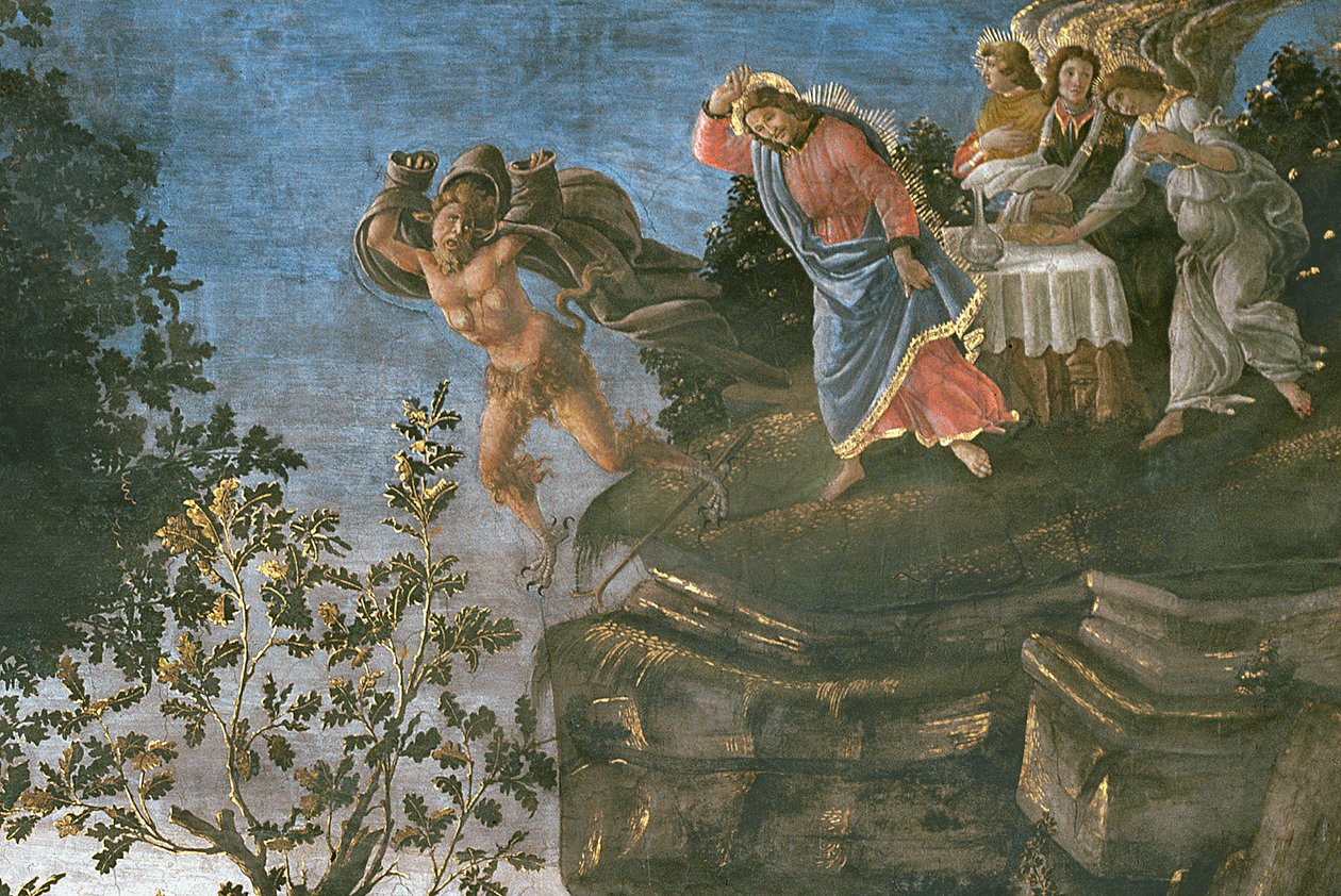 The Purification of the Leper and the Temptation of Christ, i det sixtinske kapell, 1481 freskodetalj av 75786 av Sandro Botticelli