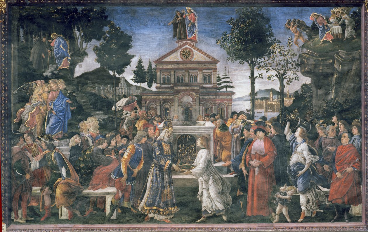 Renselsen av den spedalske og Kristi fristelse, i det sixtinske kapell, 1481 av Sandro Botticelli