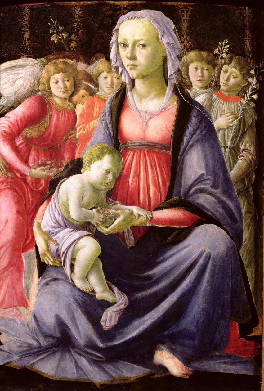 Jomfruen og barnet omgitt av fem engler av Sandro Botticelli