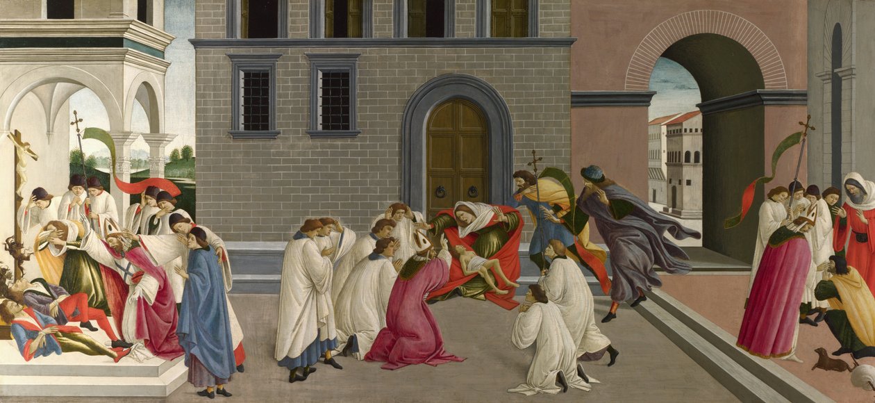 Tre mirakler av St. Zenobius av Sandro Botticelli