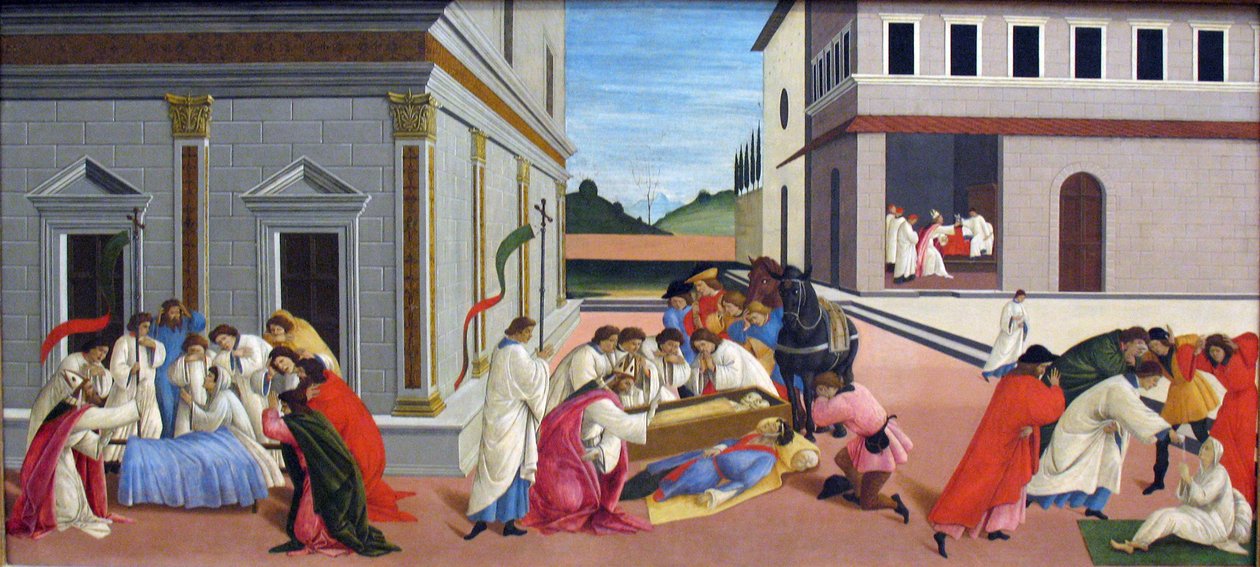 Tre mirakler av den hellige Zenobius av Sandro Botticelli