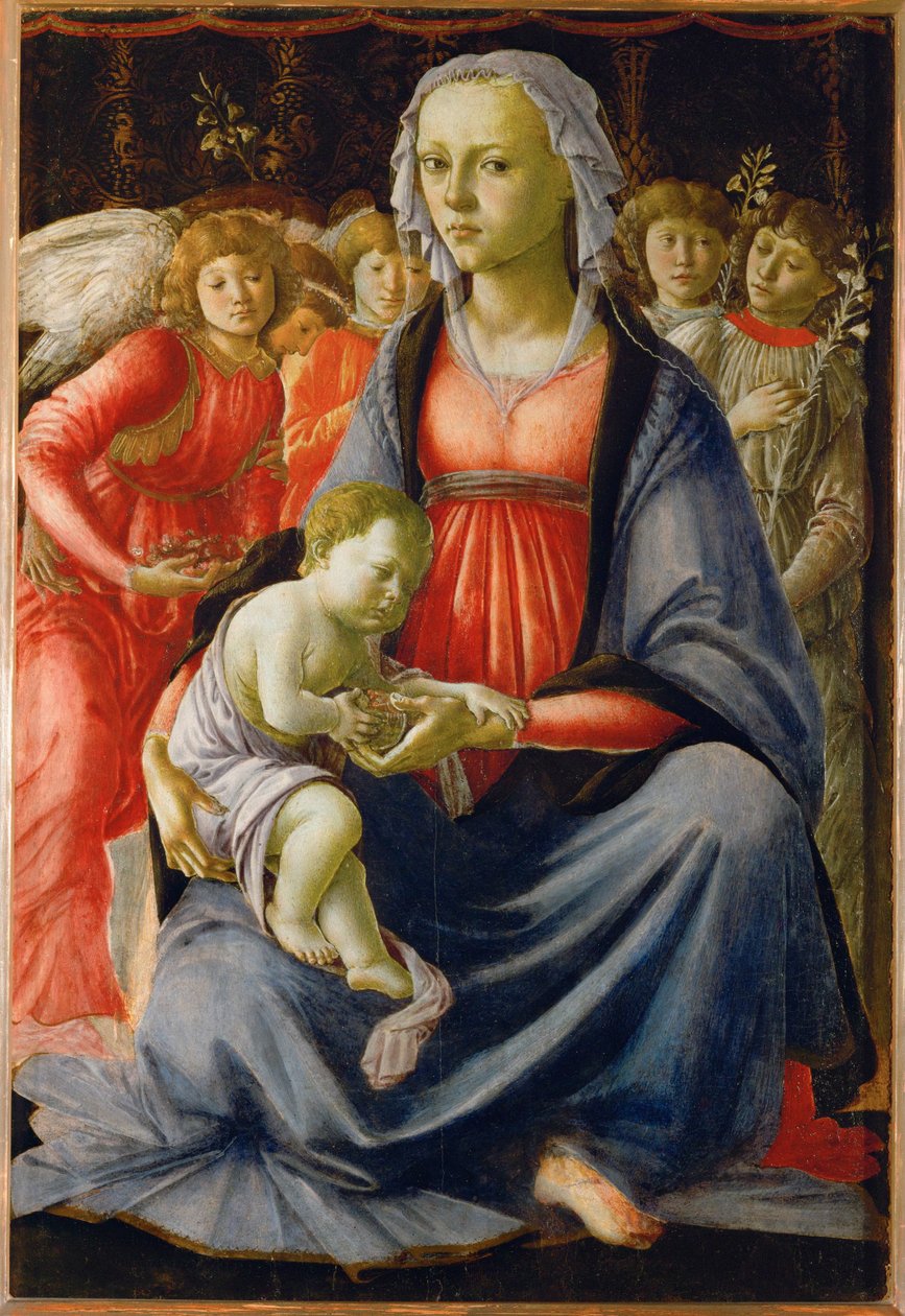 Madonna mit Kind und fünf Engeln von Sandro (1444/5-1510) Botticelli