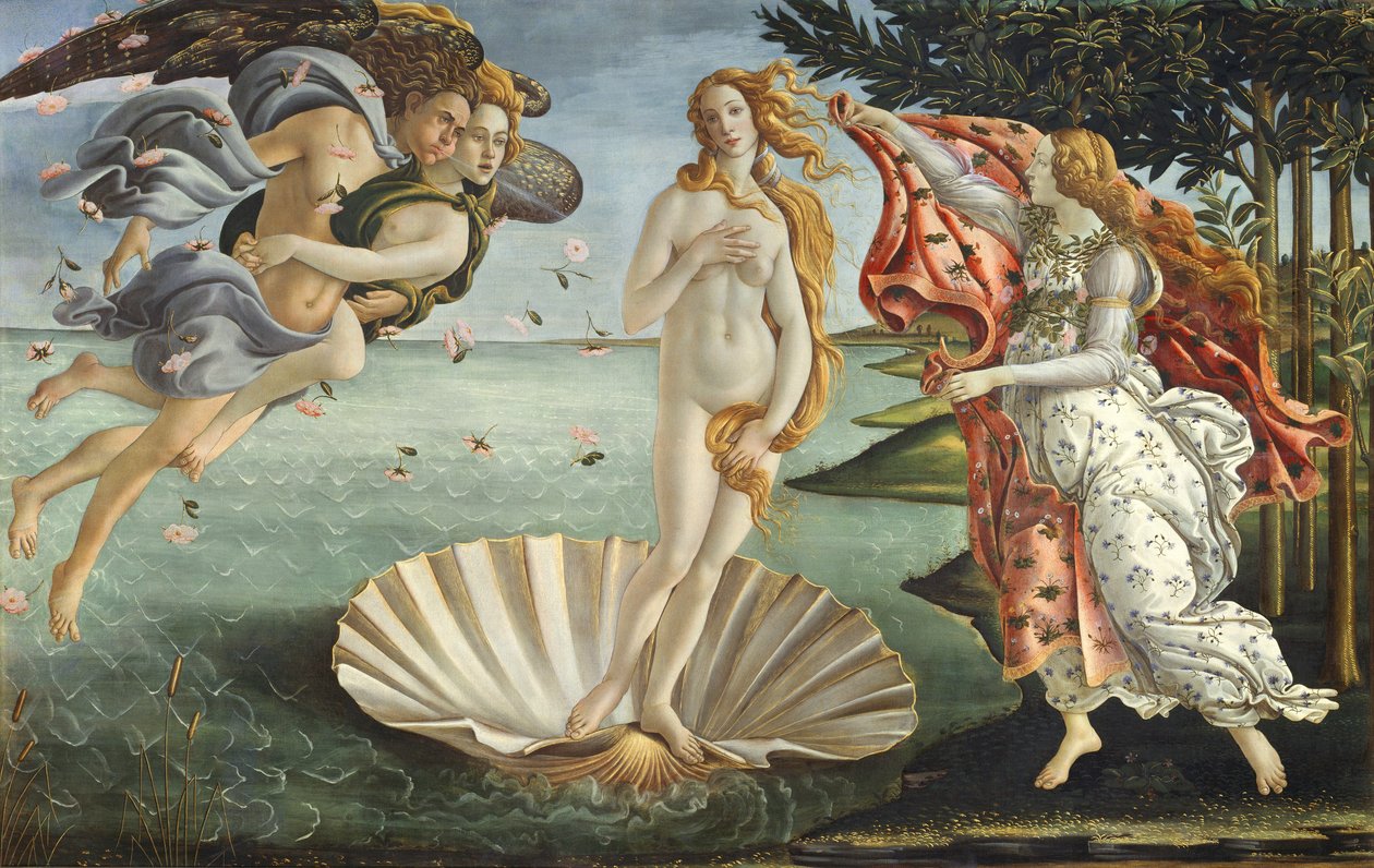 The Birth of Venus, ca. 1485 (tempera på lerret) av Sandro (1444/5 1510) Botticelli