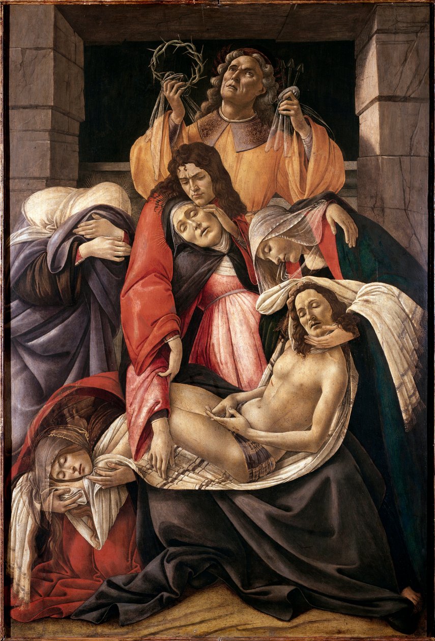Klagesang over de døde Kristus Detrempe på tre av Alessandro di Mariano dei Filipepi dit Sandro Botticelli (1445-1510) 1495 ca. Sol. 107x71 cm Milan Museo Poldi Pezzoli - Klagesang over den døde Kristus, av Sandro Filipepi a.k.a. Botticelli (1445-1510) av Sandro Botticelli