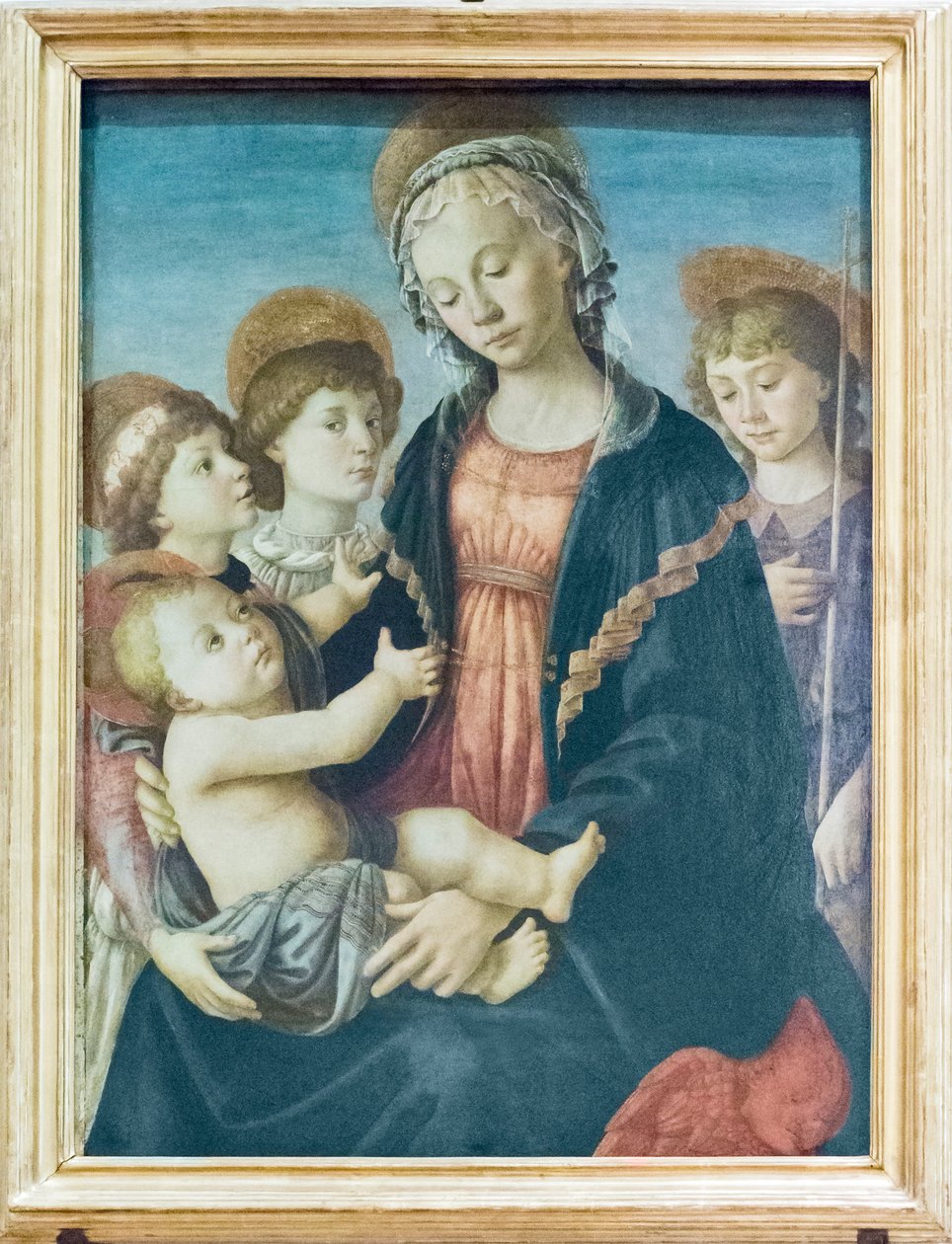 Madonna og barn med døperen Johannes og to engler, ca. 1470 (panel) av Sandro Botticelli