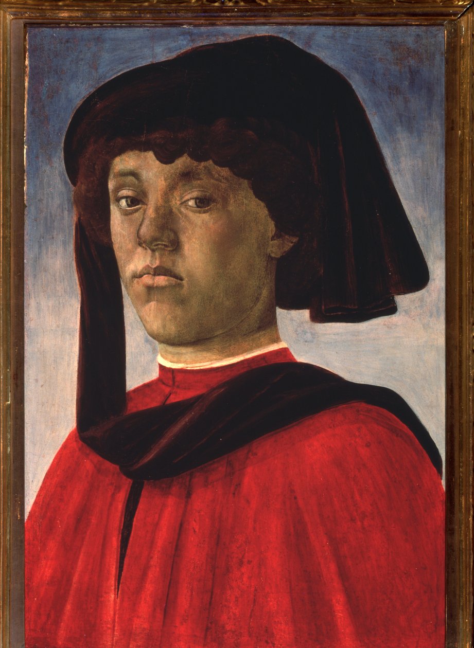 Portrett av ung mann med en beret (maleri, ca. 1470) av Sandro Botticelli
