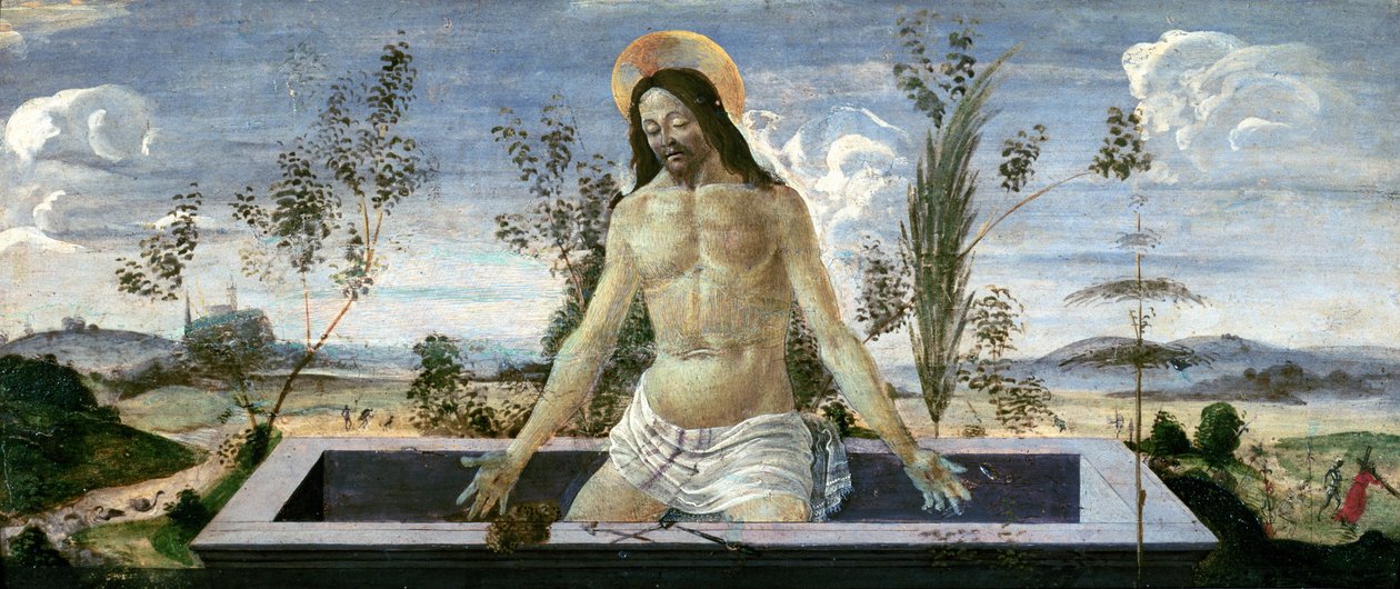 Predella-panel som viser oppstandelsen, fra St. Barnabas-altertavlen (tempera på panel) (se også 44334,44354,44358,85657) av Sandro Botticelli