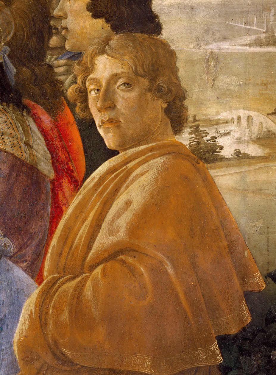 Tilbedelsen av magiene. Detalj: Selvportrett av Botticelli, Sandro (1445-1510). Tempera på panel, ca. 1473-1475, Galleria degli Uffizi, Firenze av Sandro Botticelli