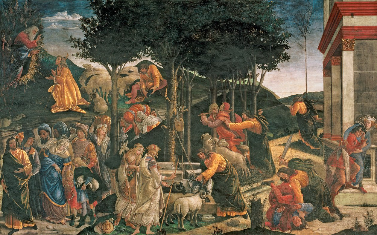 Moses ungdom, i Det sixtinske kapell av Sandro Botticelli