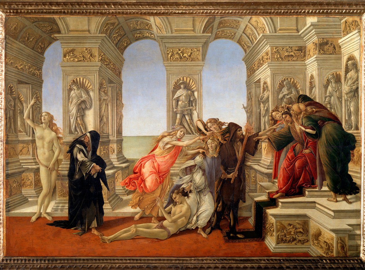 Apelles baktale (Tempera på lerret av Sandro Botticelli