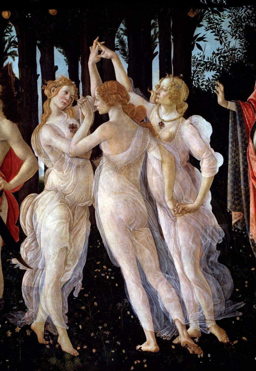 Våren. Detalj av de tre nådene (maleri av Sandro Botticelli