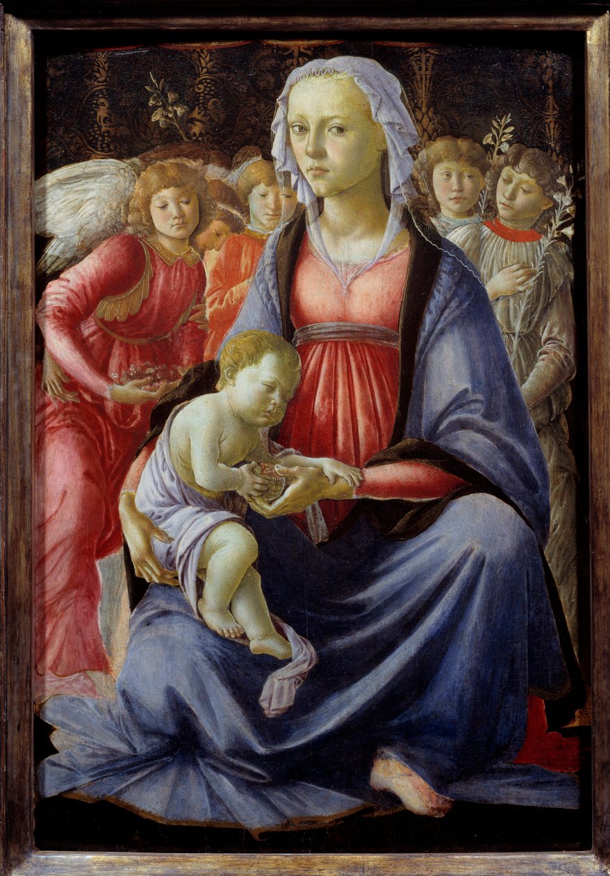 Jomfru og barn omgitt av fem engler Maleri av Alessandro di Mariano dei Filipepi dit Sandro Botticelli (1445-1510) 1400-tallet Søn. 0,58x0,4 m av Sandro Botticelli