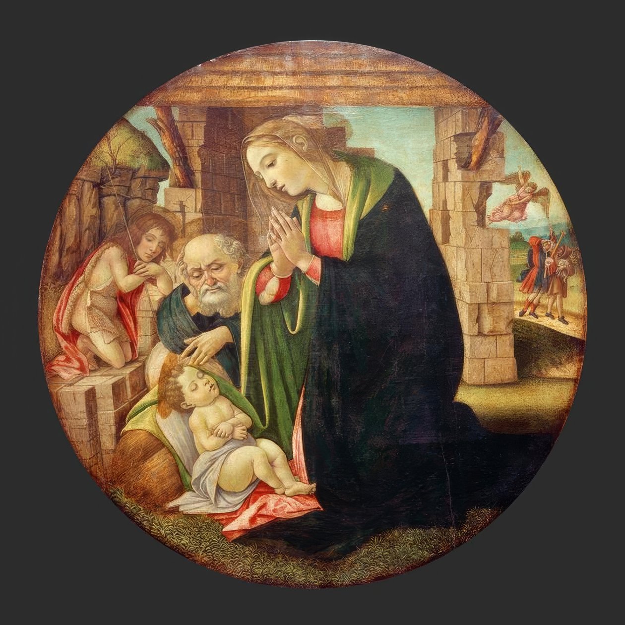 Tilbedelse av barnet med gutten Johannes av Sandro Botticelli
