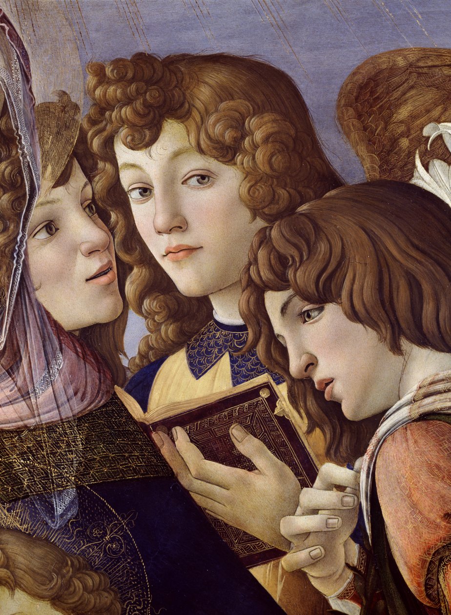 Engler fra Madonna of the Pomegranate detalj av 44340 av Sandro Botticelli