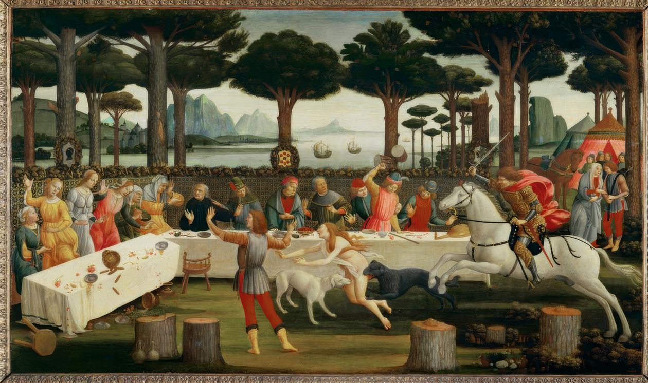 Die Geschichte des Nastagio degli Honesti III av Sandro Botticelli