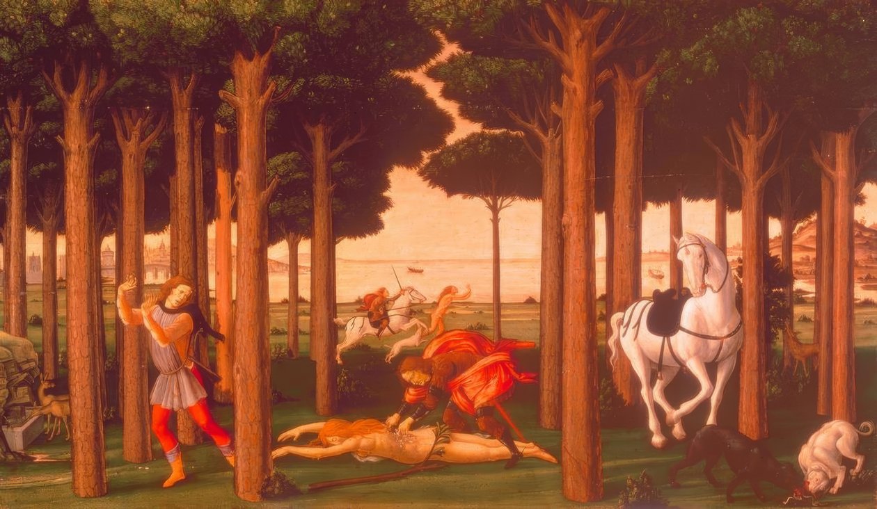 Die Geschichte des Nastagio degli Honesti II av Sandro Botticelli