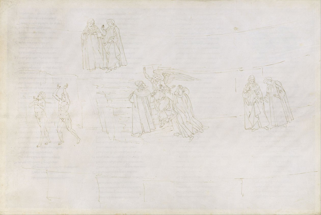Illustrasjon til den guddommelige komedie av Dante Alighieri Purgatorio 17, 1480-1490 av Sandro Botticelli