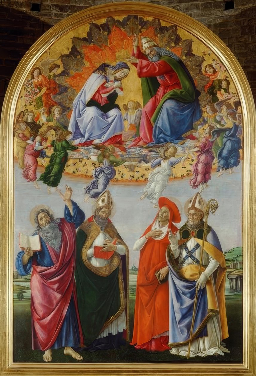 Kroningen av Maria med fire helgener av Sandro Botticelli