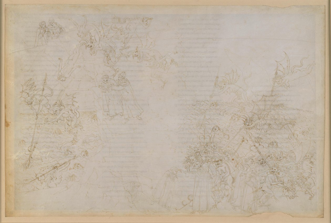 La Divina Commedia, Inferno XXI. Vergil og Dante i helvetes åttende sirkel (Malebolge), 5. bolgia: Straffen for korrupte embetsmenn; Djevelenes eskorte av Sandro Botticelli