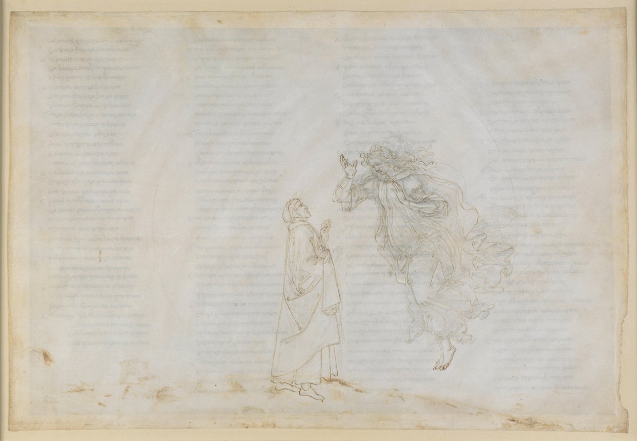 La Divina Commedia, Paradiso V. Den første sfæren (månehimmelen): Beatrice forklarer Dante prinsippene for kirkelig dispensasjon; oppstigningen til Mars’ sfære av Sandro Botticelli