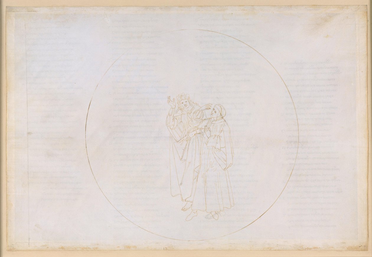 La Divina Commedia, Paradiso XII. Den fjerde planetsfæren (solhimmelen): Fransiskaneren Bonaventura hyller den hellige Dominikus’ liv og virke og kritiserer splittelsen i sin egen orden av Sandro Botticelli