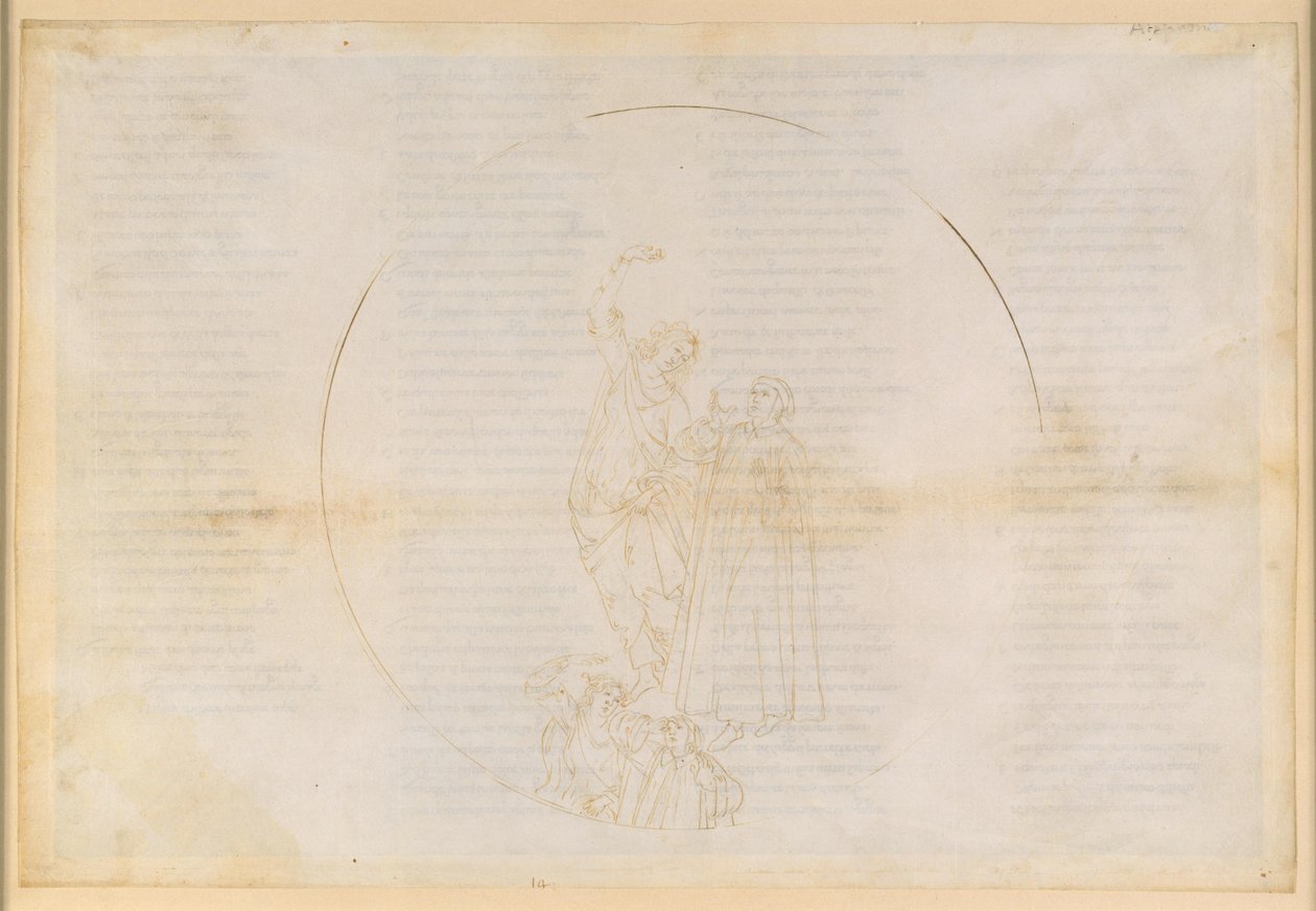 La Divina Commedia, Paradiso XIV. Den fjerde planetsfæren (solhimmelen): Salomo forteller Dante om kroppens forherligelse etter oppstandelsen; oppstigning til Mars’ sfære; syn av Kristus av Sandro Botticelli